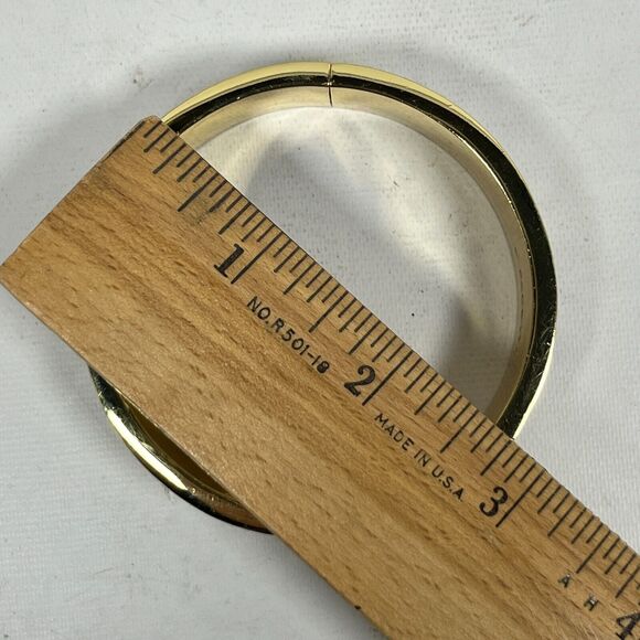 TALBOTS Bracelet Bangle Gold Tone Cuff Fashion Scallop Enamel Blue - Picture 7 of 7